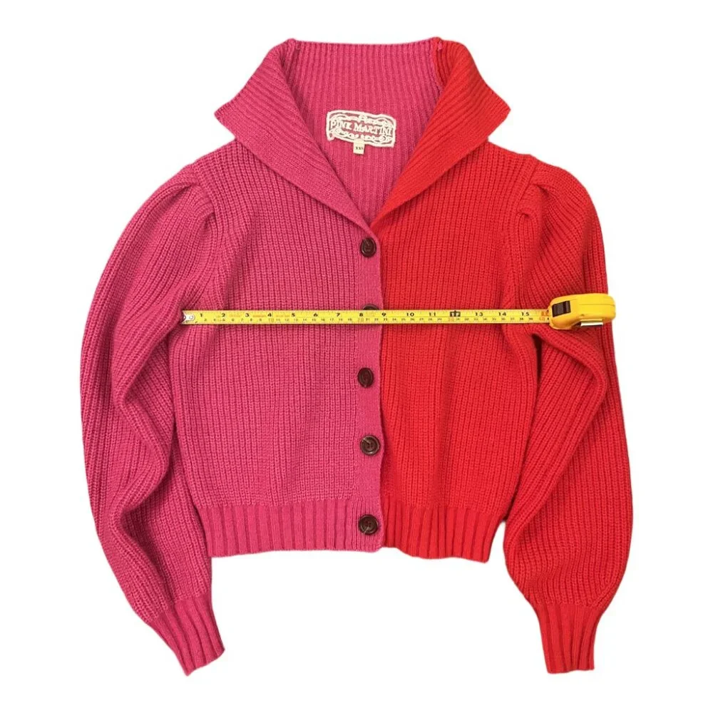 PINK MARTINI - Two-Toned Knit Sweater - Red/Pink - XXS - Picture 5 of 8